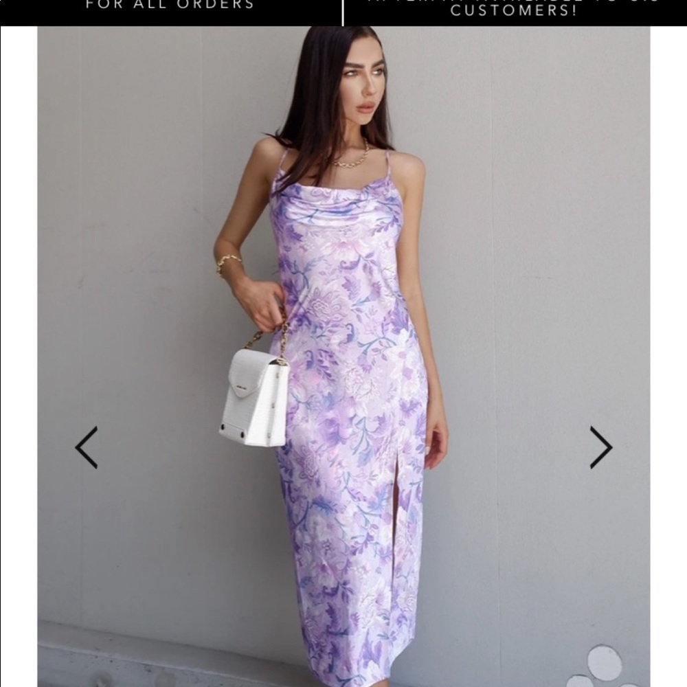 Runaway The Label WOMENS CALANTHA SLIP DRESS - LILAC FLORAL - Picture 2 of 3